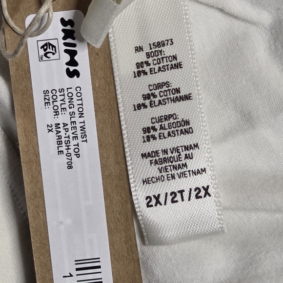 SKIMS Swim Adjustable Triangle Bikini Top Snow White Swimwear 2X NWT - Picture 3 of 3